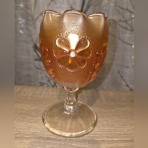 Vintage Northwood/Dugan Marigold Carnival Glass Daisy Plume Vase Rosebowl